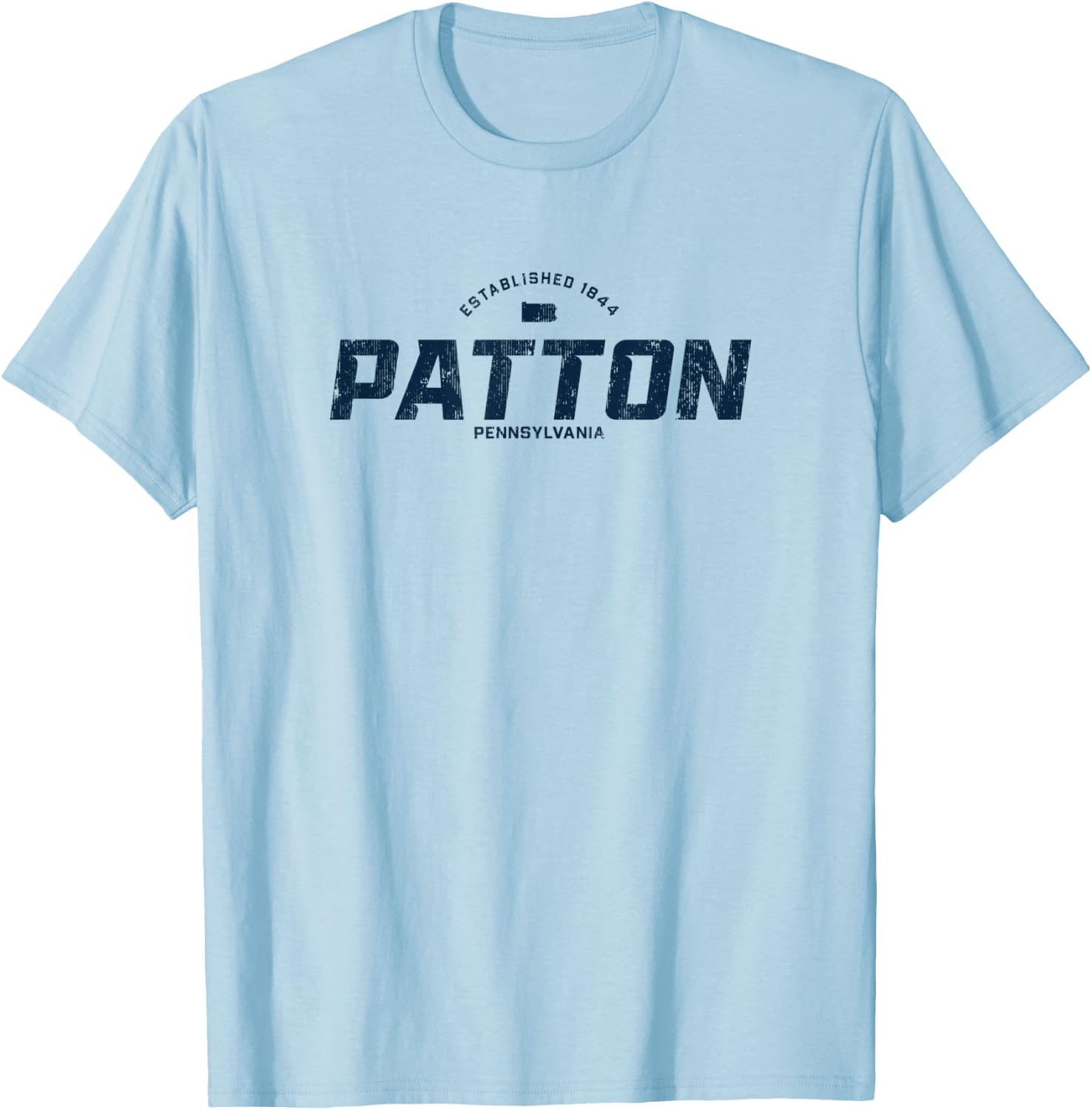 Patton Pennsylvania PA Vintage Athletic Navy Sports Logo T-Shirt - T-Shirt | Light Blue