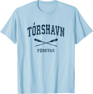 Torshavn Faroe Islands Vintage Nautical Paddles Sports Oars T-Shirt - T-Shirt | Light Blue