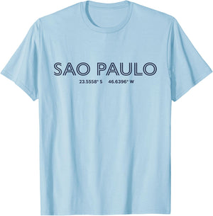 Brazil City Coordinates - Sao Paulo T-Shirt - T-Shirt | Light Blue