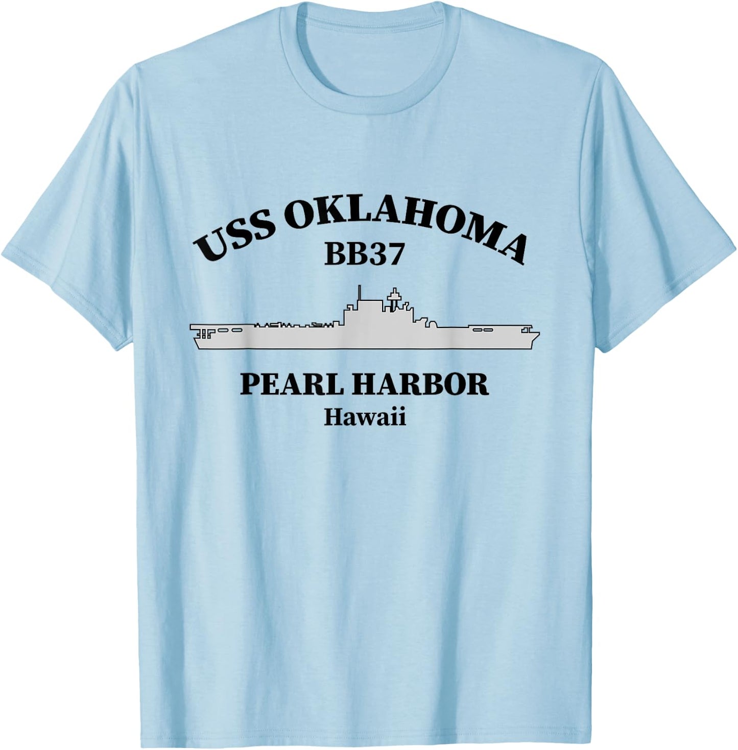 USS Oklahoma Battleship Pearl Harbor Memorial Day of Infamy T-Shirt - T-Shirt | Light Blue