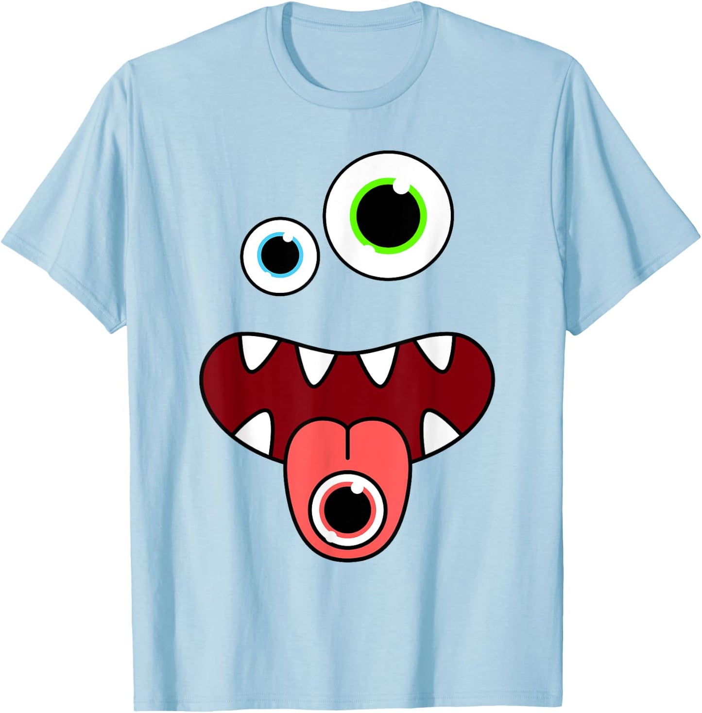 Funny Silly Monster Face Easy Birthday Halloween Costume T-Shirt - T-Shirt | Light Blue