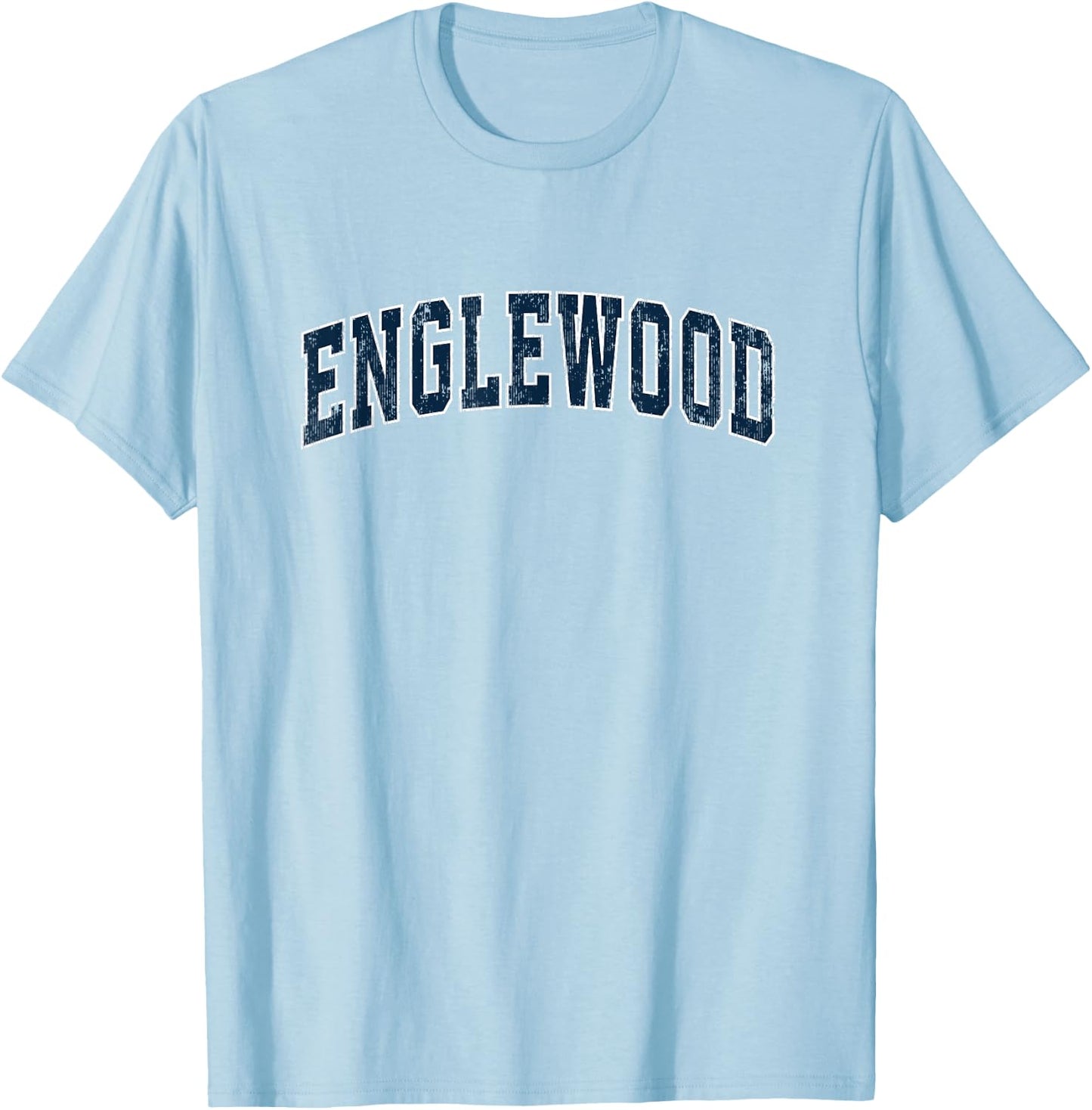Englewood New Jersey NJ Vintage Sports Design Navy Design T-Shirt - T-Shirt | Light Blue