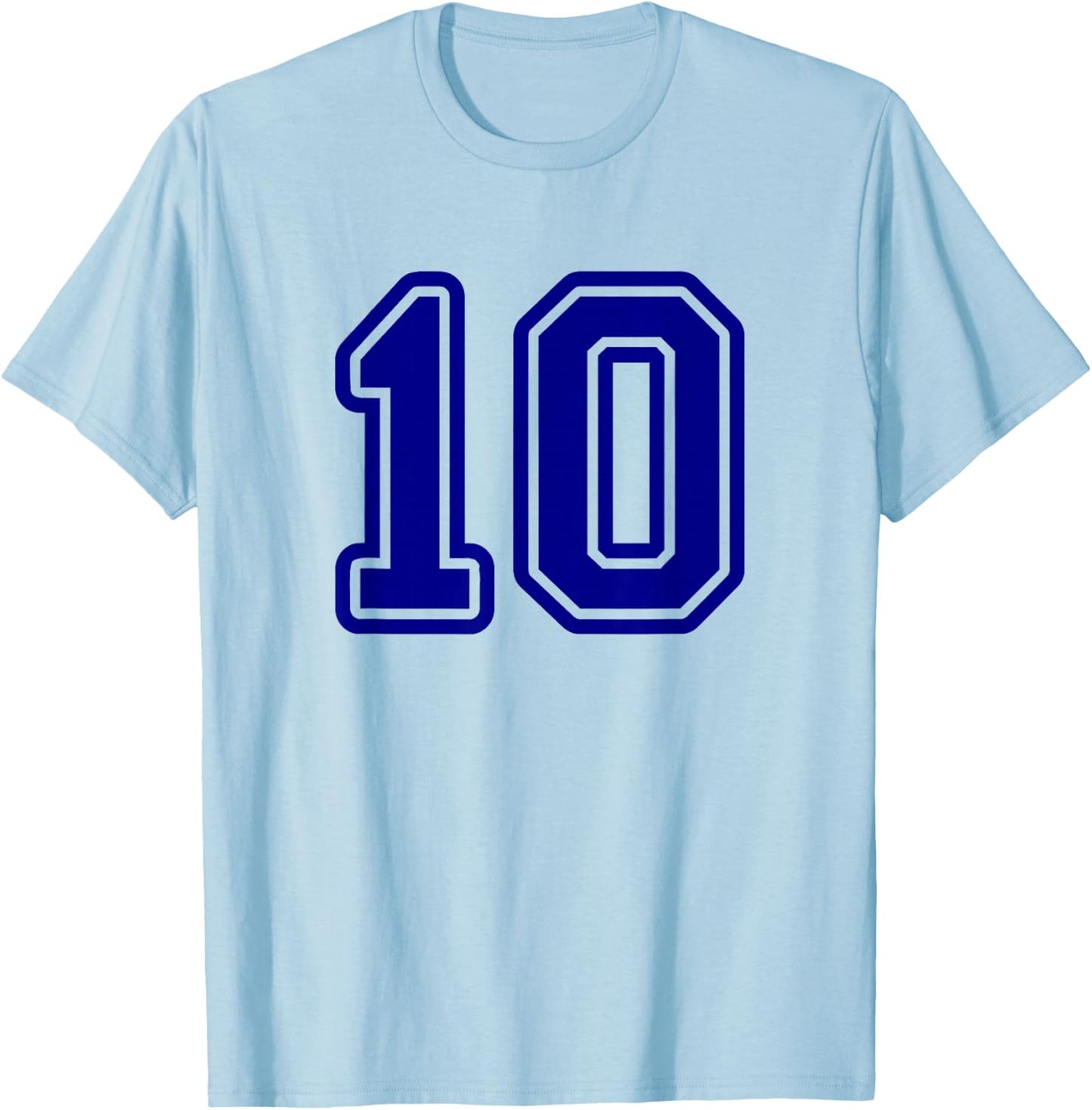 Blue Sports Team Number 10 T-Shirt - T-Shirt | Light Blue