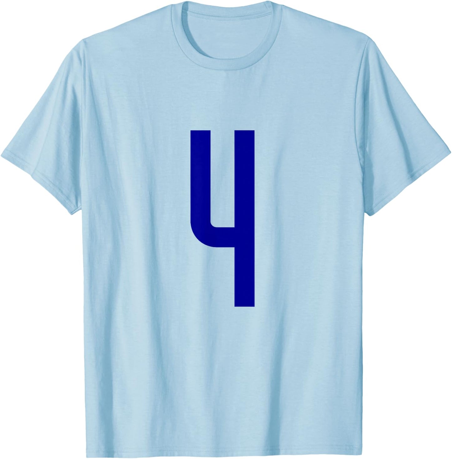 Blue Sports Team Number 4 T-Shirt - T-Shirt | Light Blue