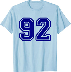 Blue Sport Team Number #92 T-Shirt - T-Shirt | Light Blue