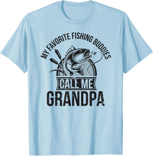 My Favorite Fishing Buddies Call Me Grandpa Fishing Buddy T-Shirt - T-Shirt | Light Blue