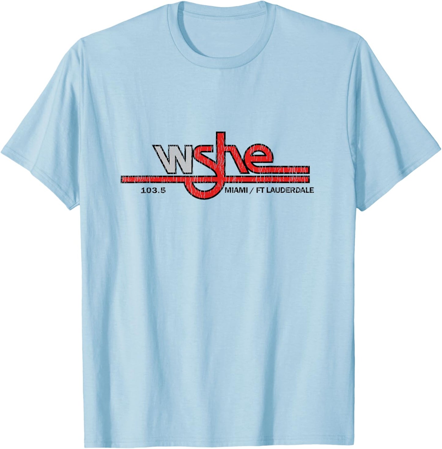 WSHE Rock Music for Rock Fan from 70s and 80s Vintage T-Shirt - T-Shirt | Light Blue