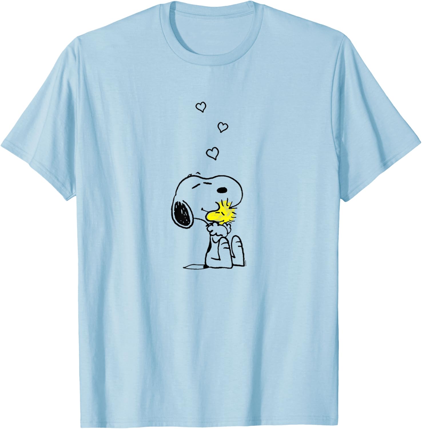 Peanuts - Snoopy Woodstock Hugs and Love T-Shirt - T-Shirt | Light Blue