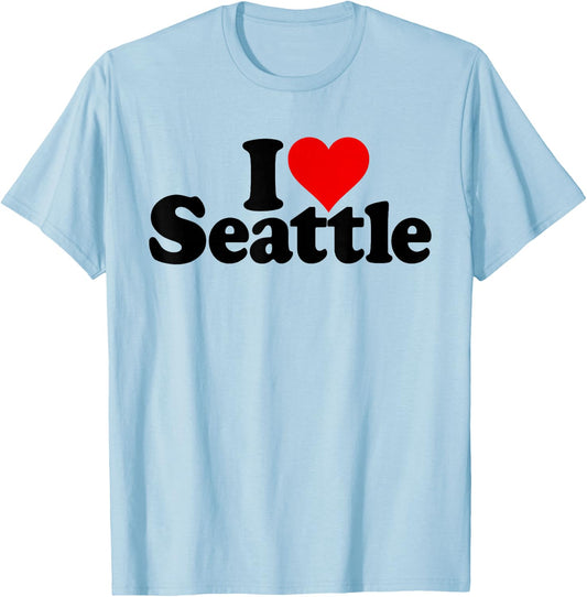 I Love Heart Seattle Washington T-Shirt - T-Shirt | Light Blue