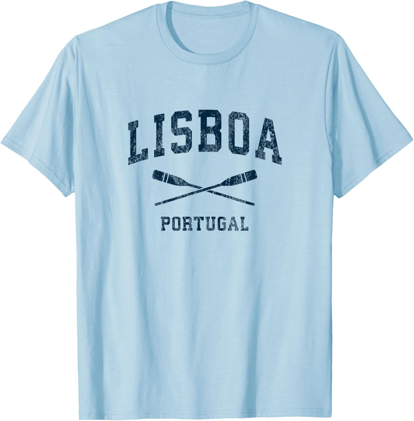 Lisbon Portugal Vintage Nautical Paddles Sports Oars T-Shirt - T-Shirt | Light Blue