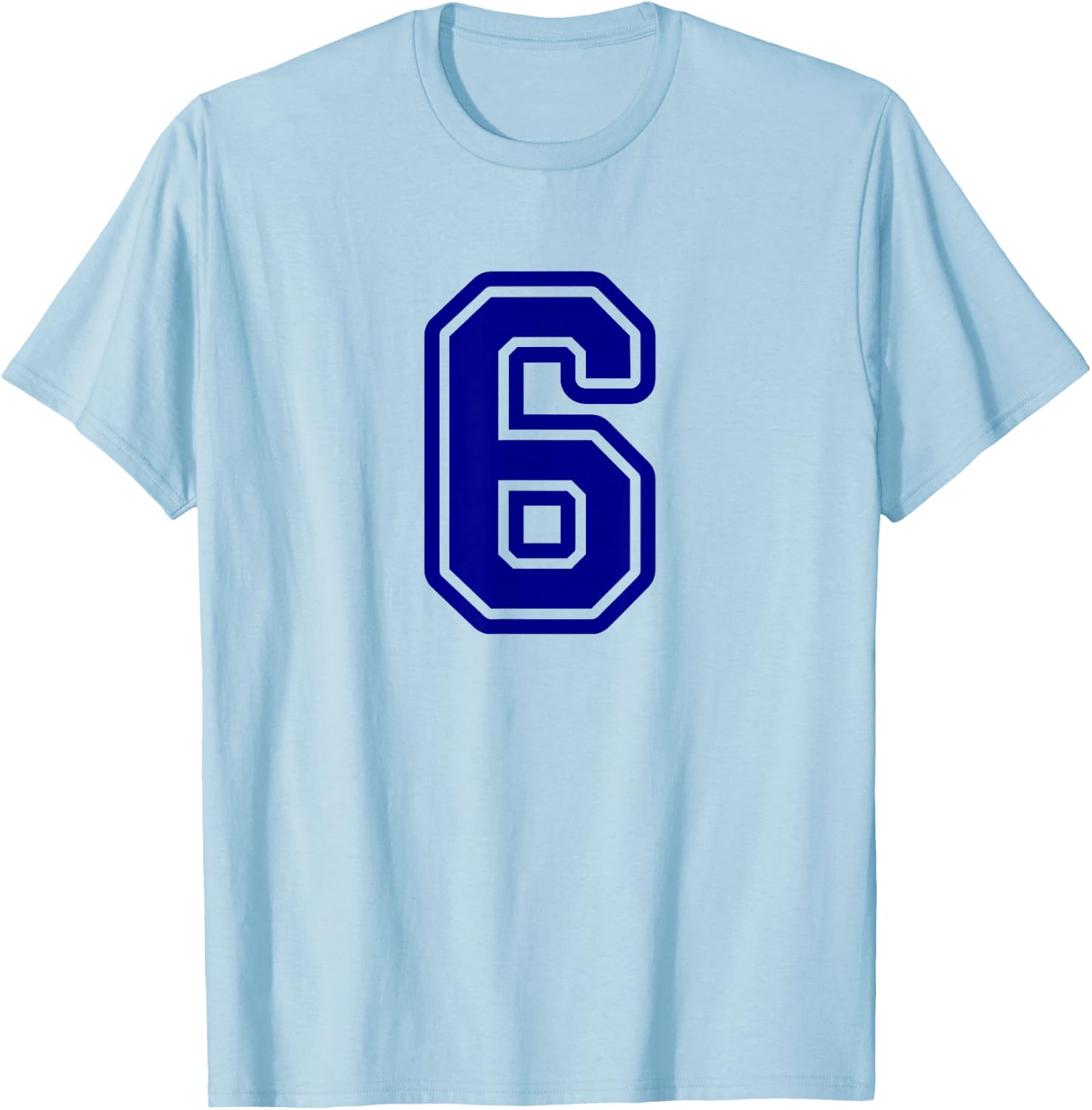 Blue Sports Team Number #6 T-Shirt - T-Shirt | Light Blue