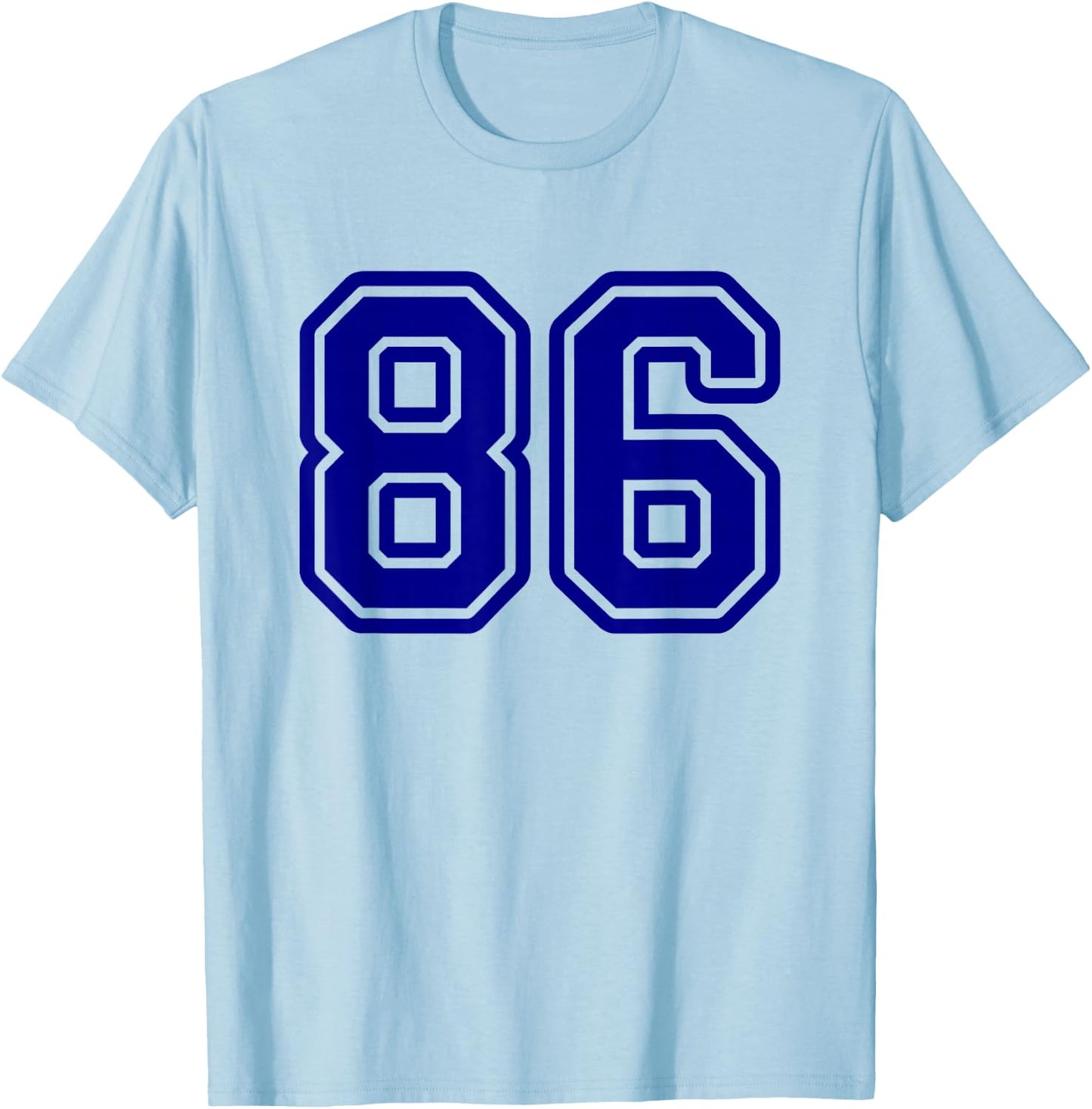Number #86 Blue Sports Team Number 86 T-Shirt - T-Shirt | Light Blue