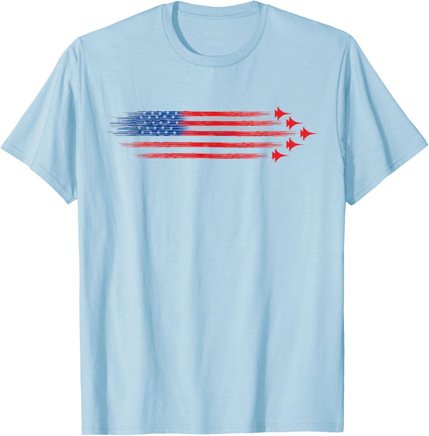 American Red White Blue USA Flag Fighter Jets US 4th of July Kids Men T-Shirt - T-Shirt | Light Blue