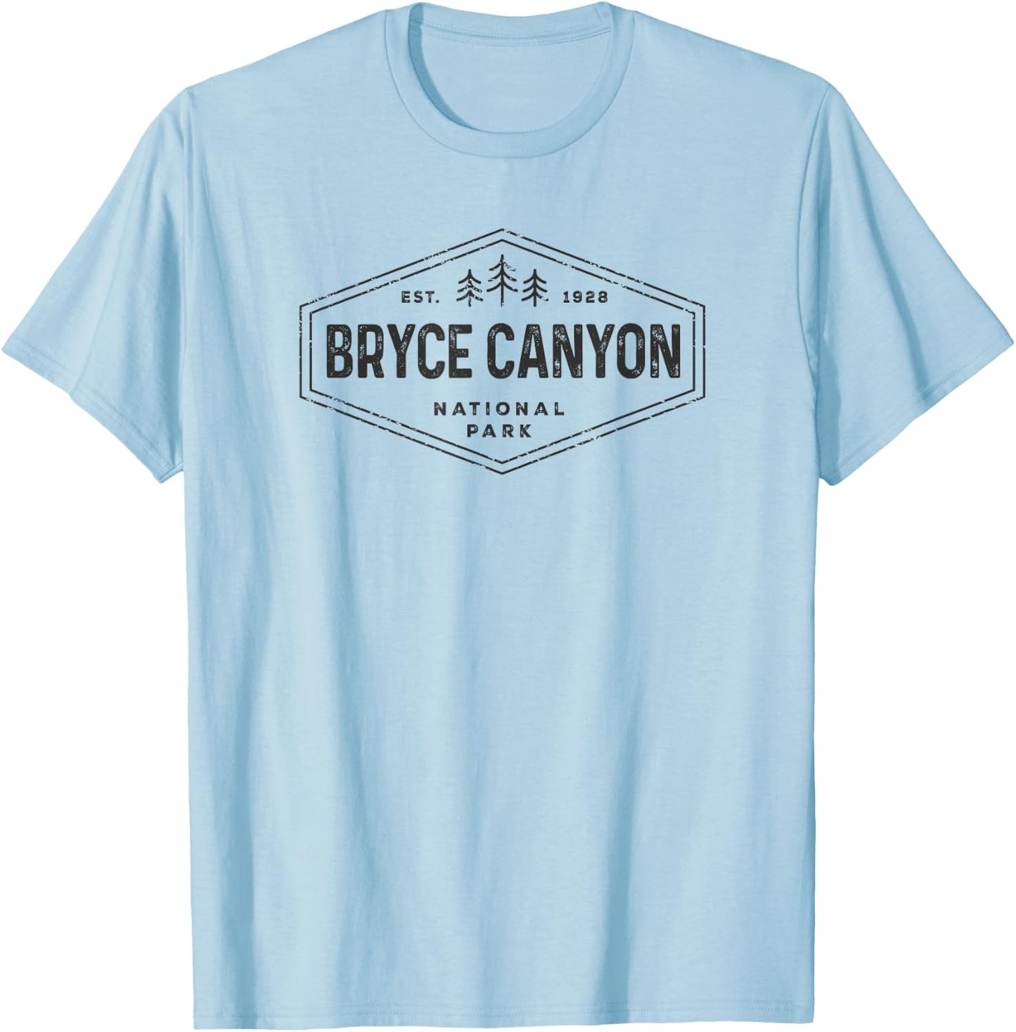 Bryce Canyon National Park Shirt Retro Hexagon Badge Hiking T-Shirt - T-Shirt | Light Blue