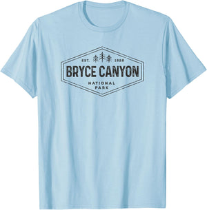 Bryce Canyon National Park Shirt Retro Hexagon Badge Hiking T-Shirt - T-Shirt | Light Blue