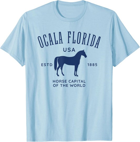Ocala Florida USA Horse Capital Vintage Equestrian Design T-Shirt - T-Shirt | Light Blue