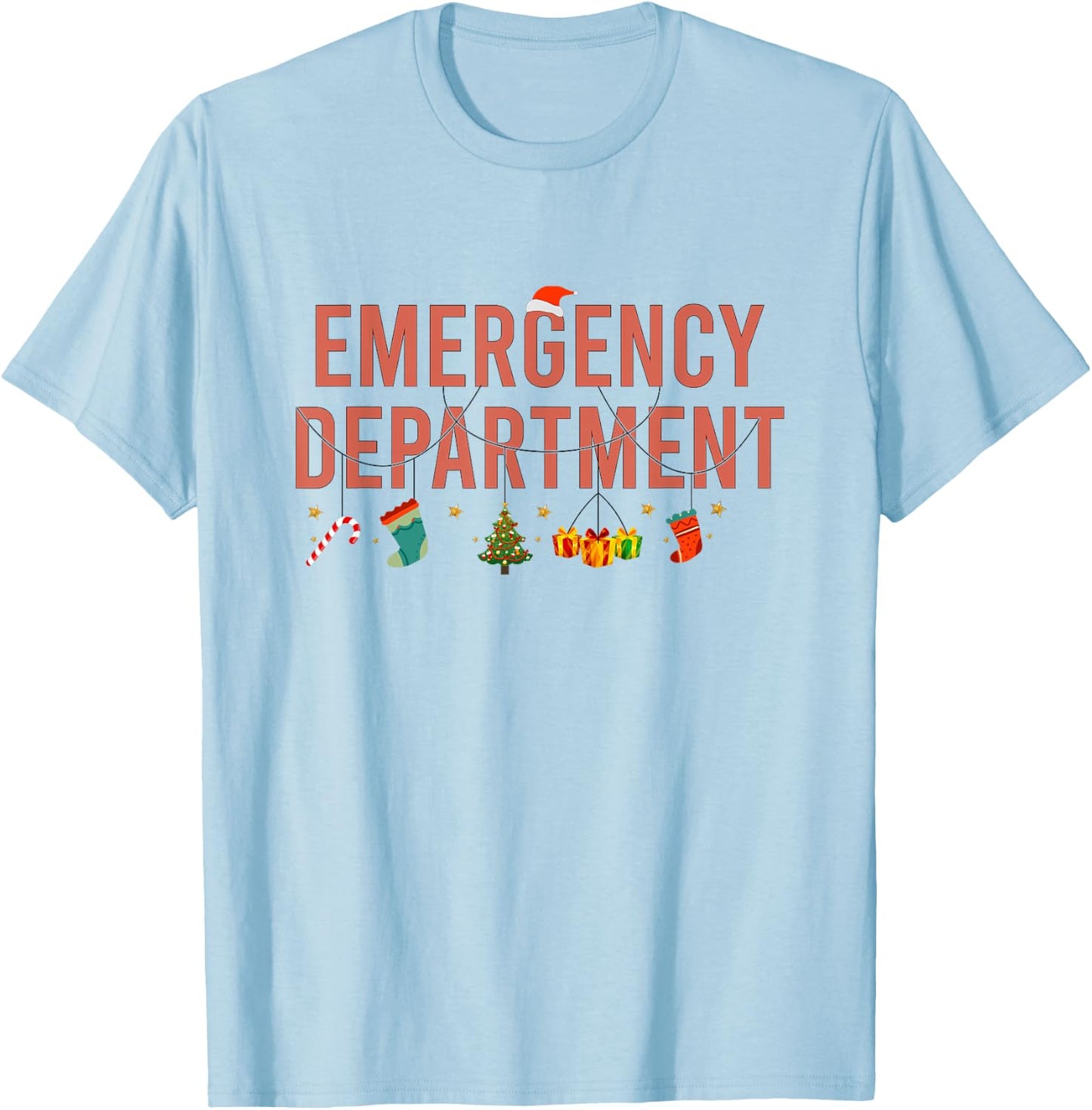 Emergency Department Christmas Emergency Nurse Christmas T-Shirt - T-Shirt | Light Blue