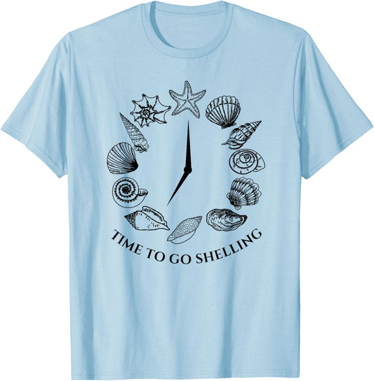 Time to Go Shelling Ocean Beach Lover Shell Collector Gift Men Women T-Shirt - T-Shirt | Light Blue