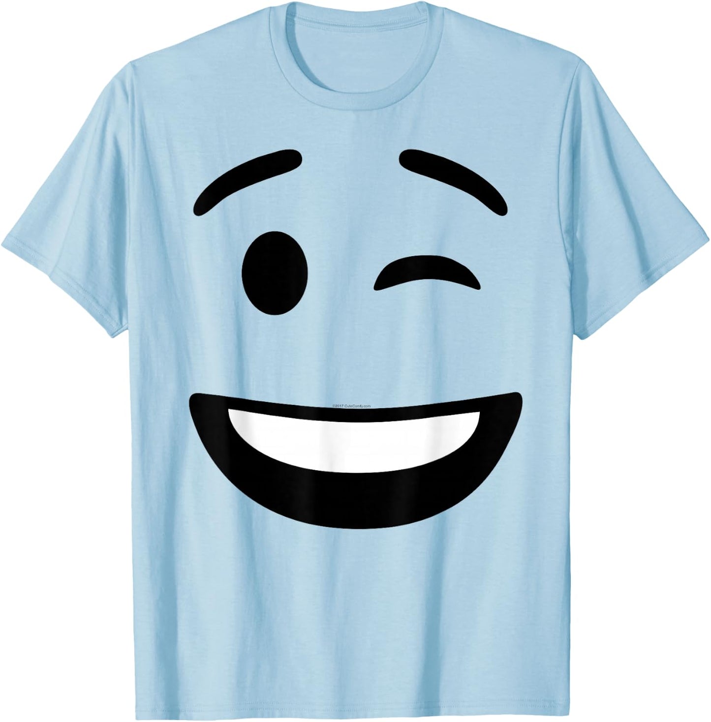 Winking Face Smile Instant Lazy Costume Icon T-Shirt - T-Shirt | Light Blue