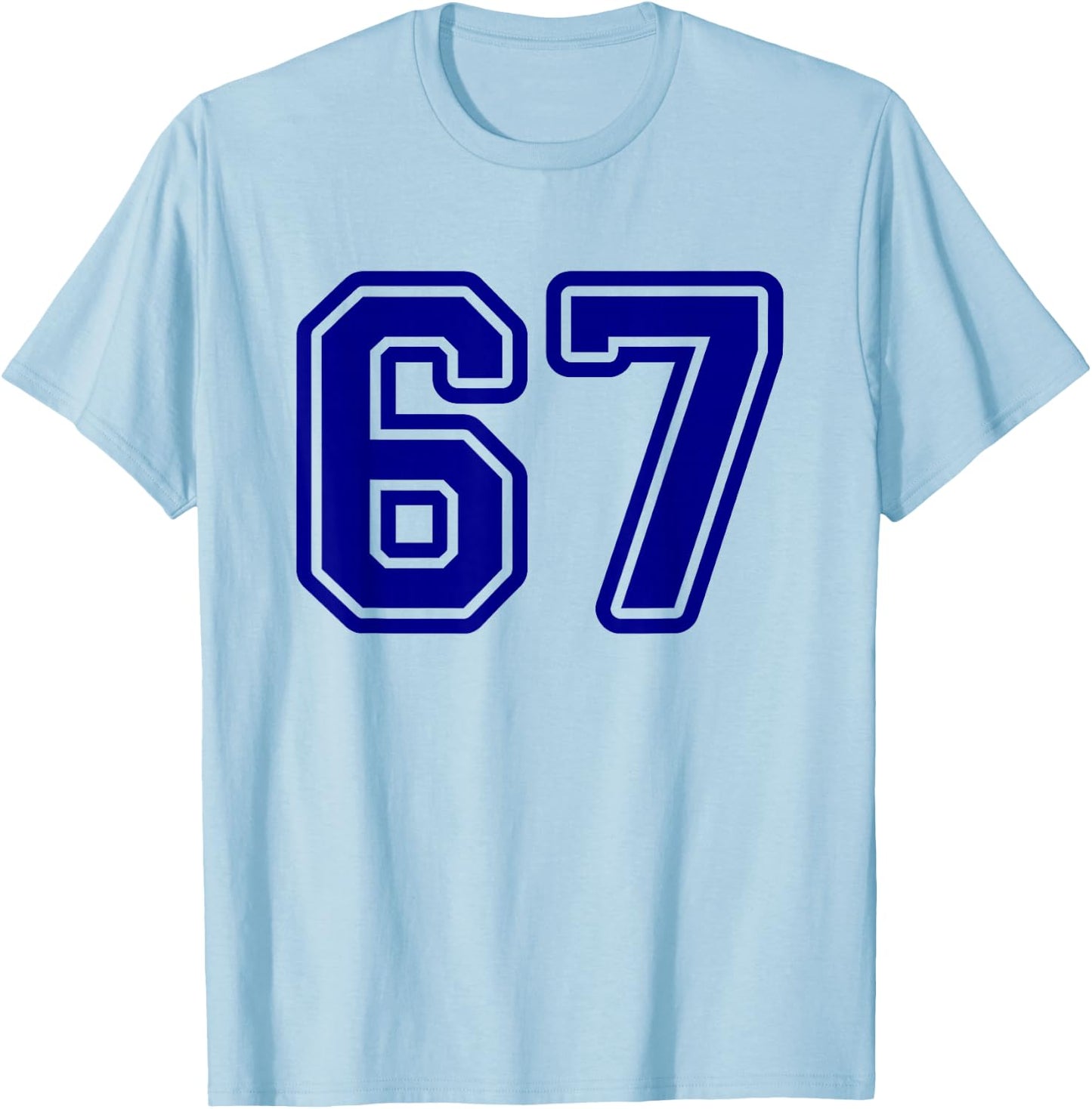 Blue Sports Team Number #67 T-Shirt - T-Shirt | Light Blue