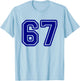 Blue Sports Team Number #67 T-Shirt - T-Shirt | Light Blue