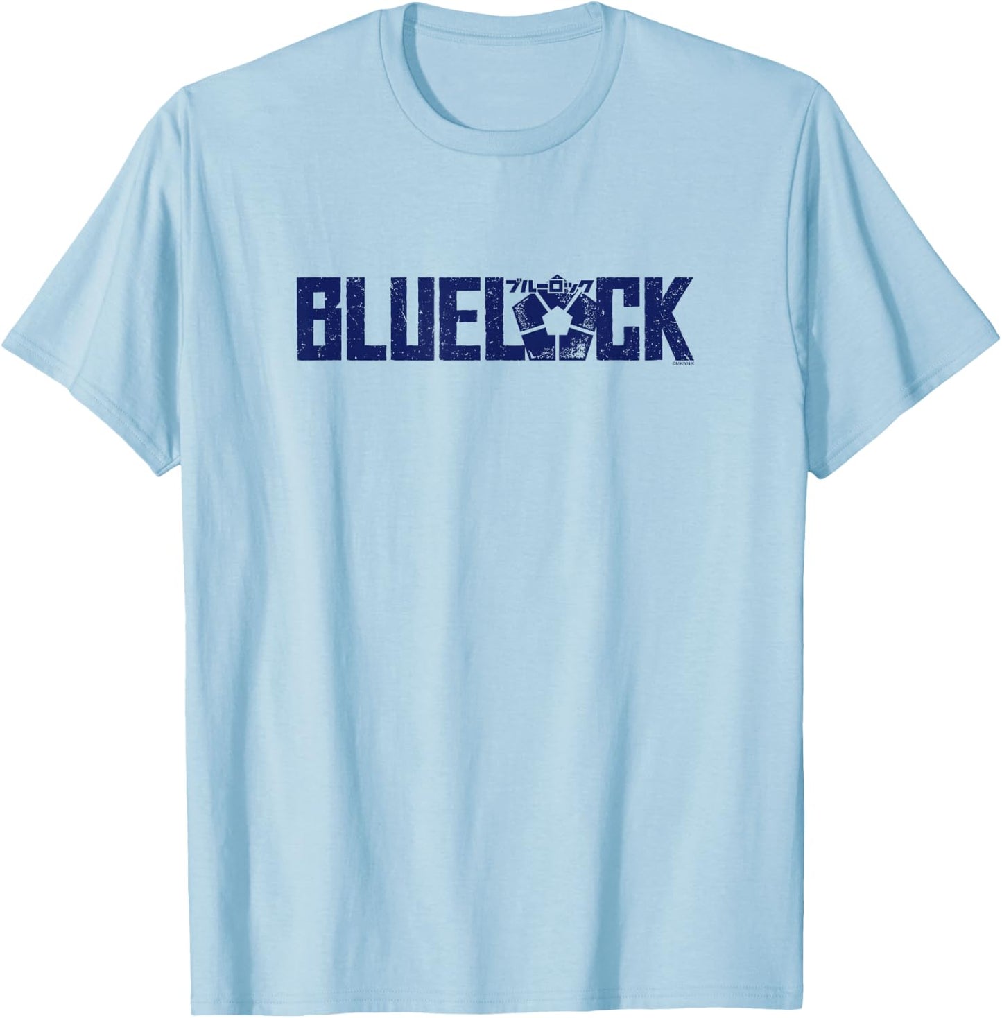 Blue Lock Official Epic Blue Bold Distressed Big Chest Logo T-Shirt - T-Shirt | Light Blue