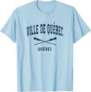 Quebec City Quebec Vintage Nautical Paddles Sports Oars T-Shirt - T-Shirt | Light Blue