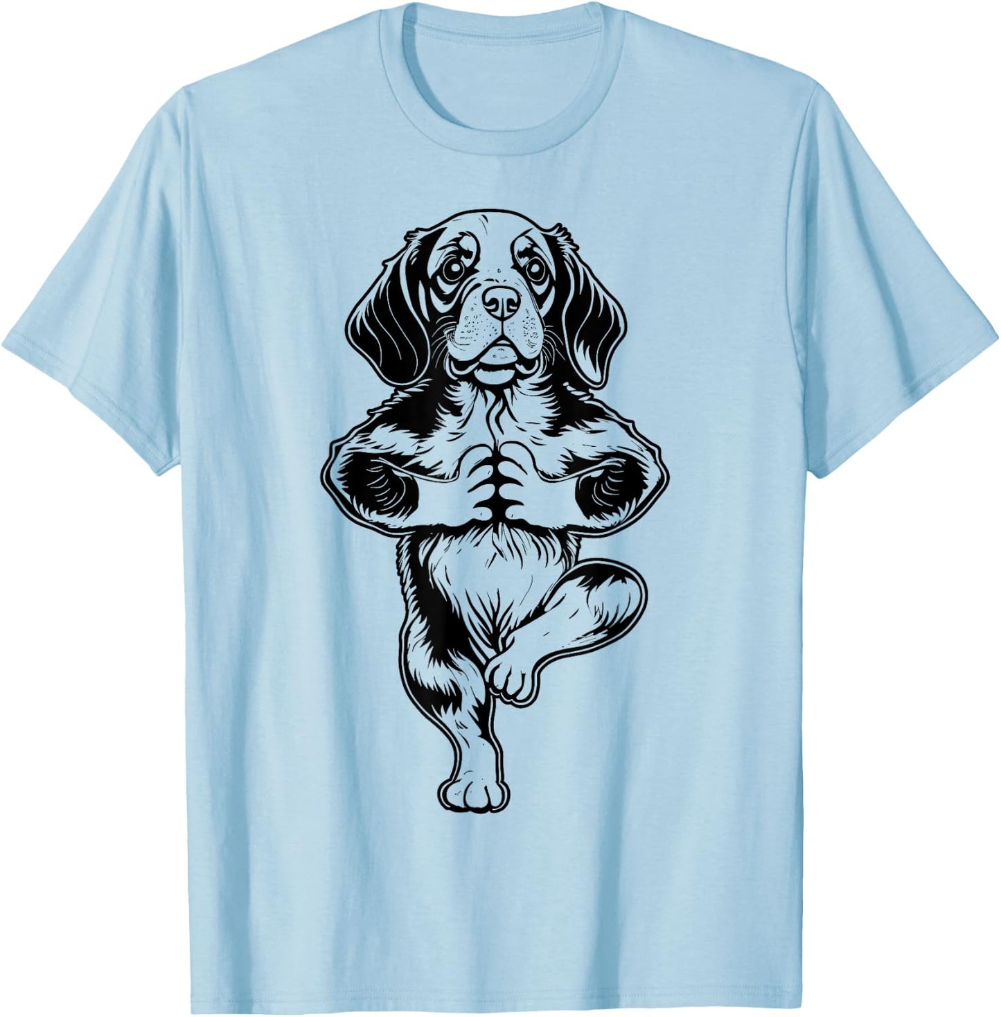 Beagle Yoga Puppy Dog Funny Dogs Tree Pose Vrikshasana T-Shirt - T-Shirt | Light Blue