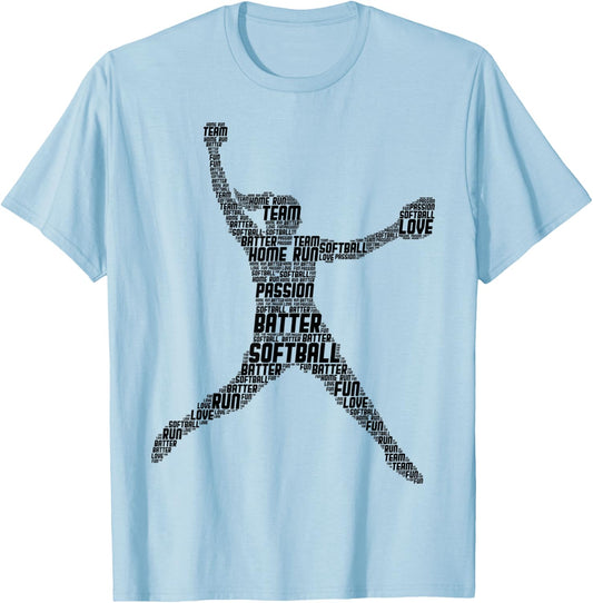 Softball Girls Women Kids T-Shirt - T-Shirt | Light Blue
