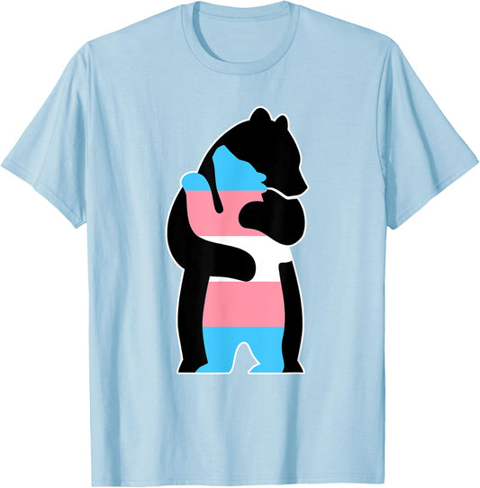 Trans Bear Hug Ally Pride T-Shirt - T-Shirt | Light Blue