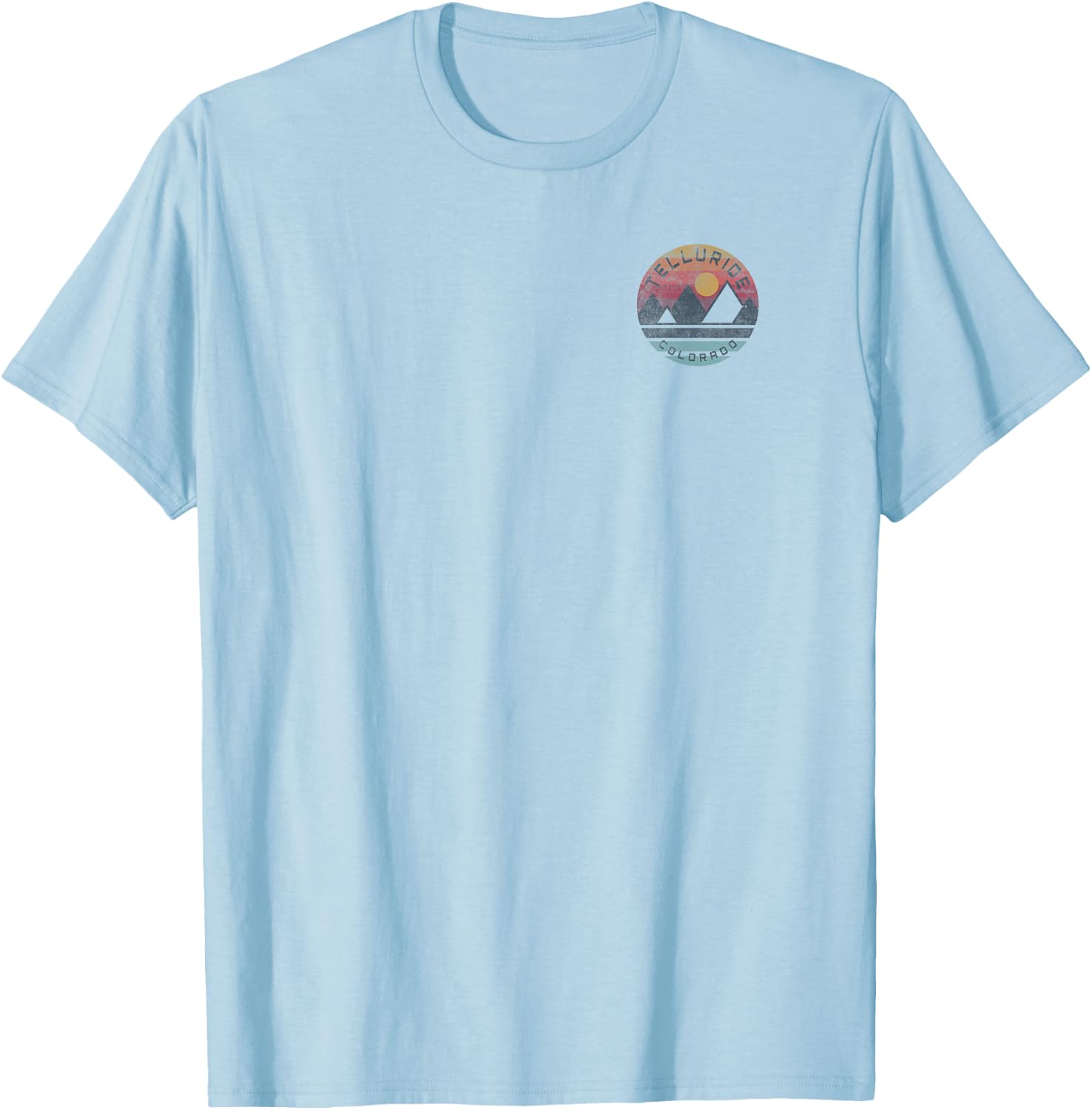 Telluride, Colorado Mountain Graphic T-Shirt - T-Shirt | Light Blue
