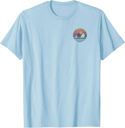 Telluride, Colorado Mountain Graphic T-Shirt - T-Shirt | Light Blue