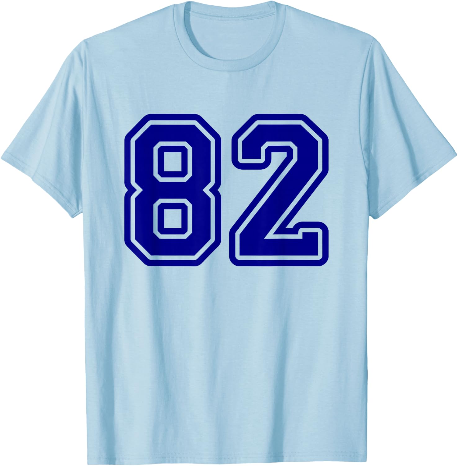 Blue Sports Team Number 82 T-Shirt - T-Shirt | Light Blue