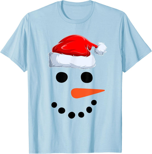 Winter Snowman Face Costume Christmas Snowman T-Shirt - T-Shirt | Light Blue