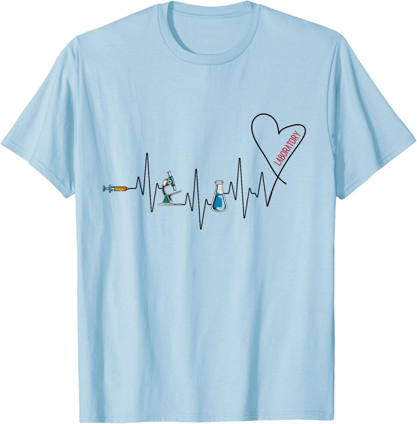 Laboratory Solving Medical Mysteries Women's Grey Hearts , Small, Short Sleeve, Classic Fit, Cotton 50% Polyester 50% T-Shirt - T-Shirt | Light Blue