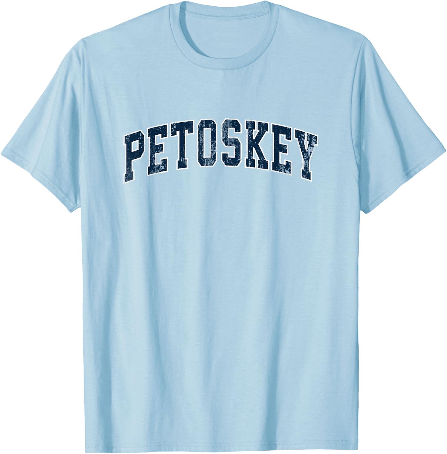 Petoskey Michigan MI Vintage Sports Design Navy Design T-Shirt - T-Shirt | Light Blue