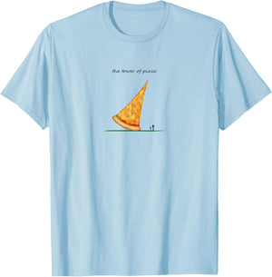Tower of pizza, funny Italian tower of Pisa TGIF foodie pun T-Shirt - T-Shirt | Light Blue