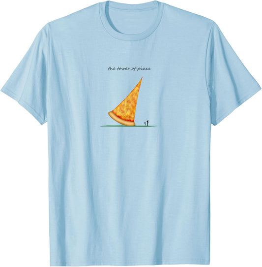 Tower of pizza, funny Italian tower of Pisa TGIF foodie pun T-Shirt - T-Shirt | Light Blue