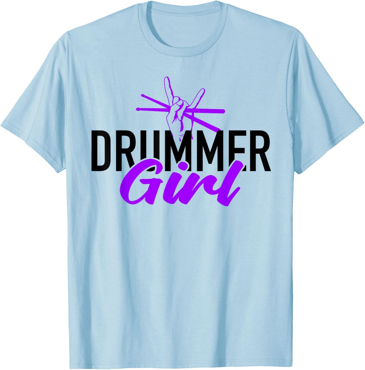 Drummer Girl Drum Set For Drumming And Percussionist T-Shirt - T-Shirt | Light Blue