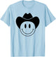 Smiling Happy Face With Black Rodeo Cowboy Hat T-Shirt - T-Shirt | Light Blue