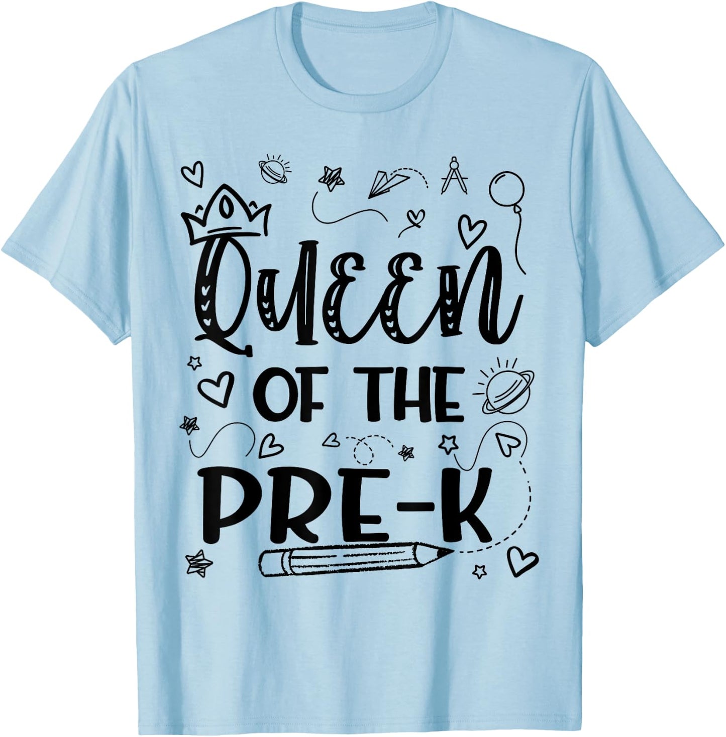 Queen Of Pre-K Back To School Pre K Gifts For Girls Kids T-Shirt - T-Shirt | Light Blue