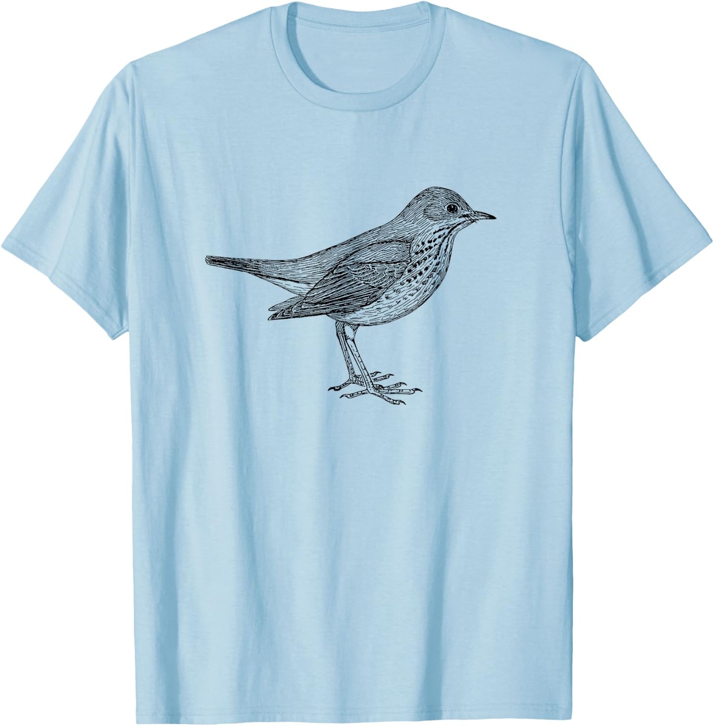 Hermit Thrush Bird Graphic Birdwatching T-Shirt - T-Shirt | Light Blue