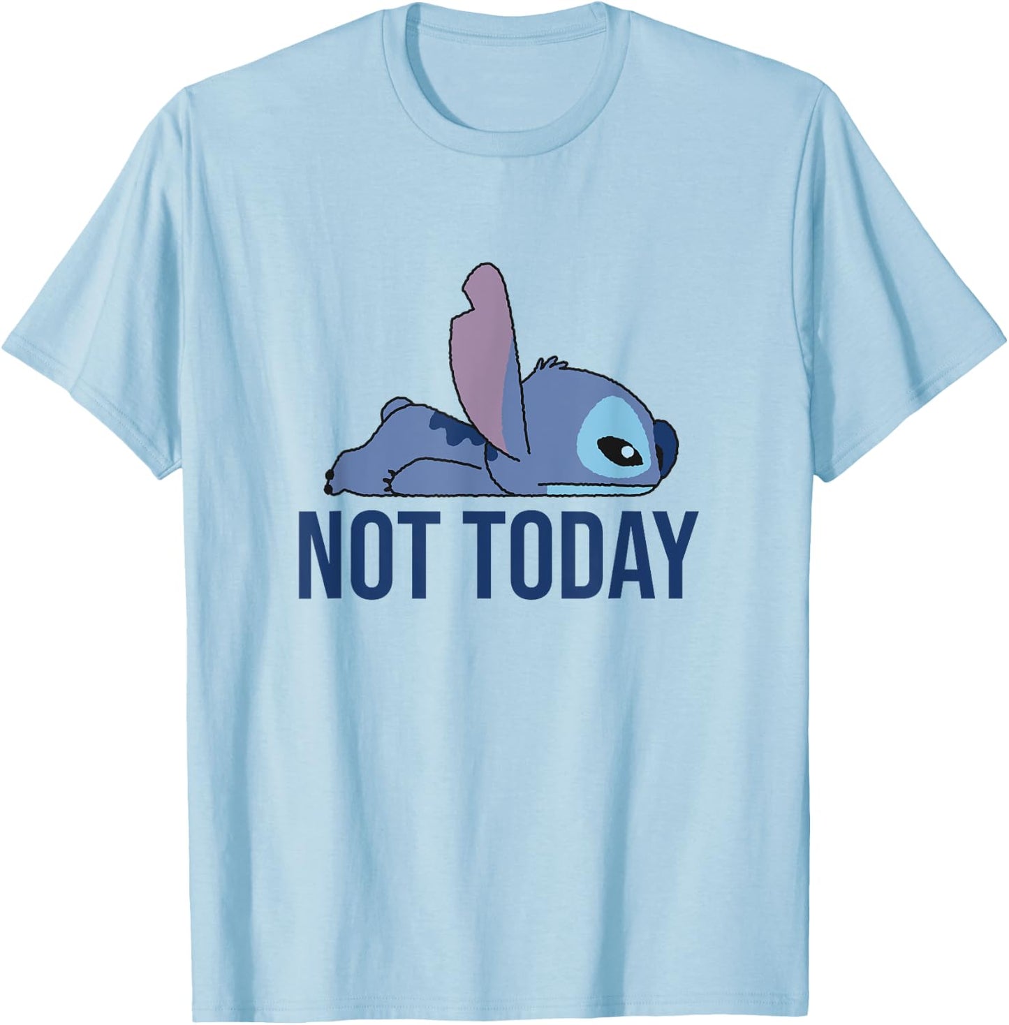 Disney Lilo & Stitch Not Today Lying Down Stitch Side View T-Shirt - T-Shirt | Light Blue