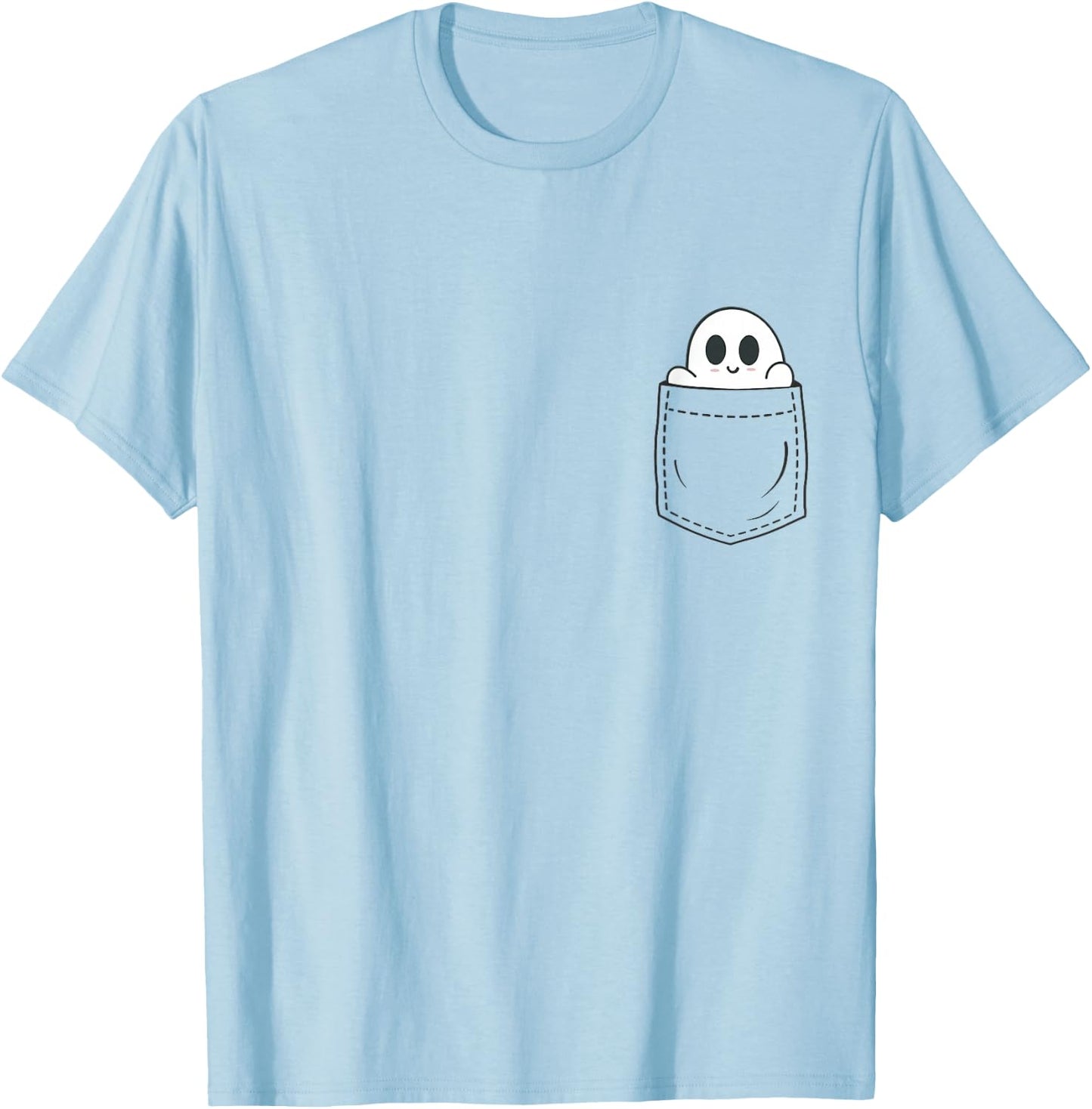 Ghost in Pocket Halloween T-Shirt - T-Shirt | Light Blue