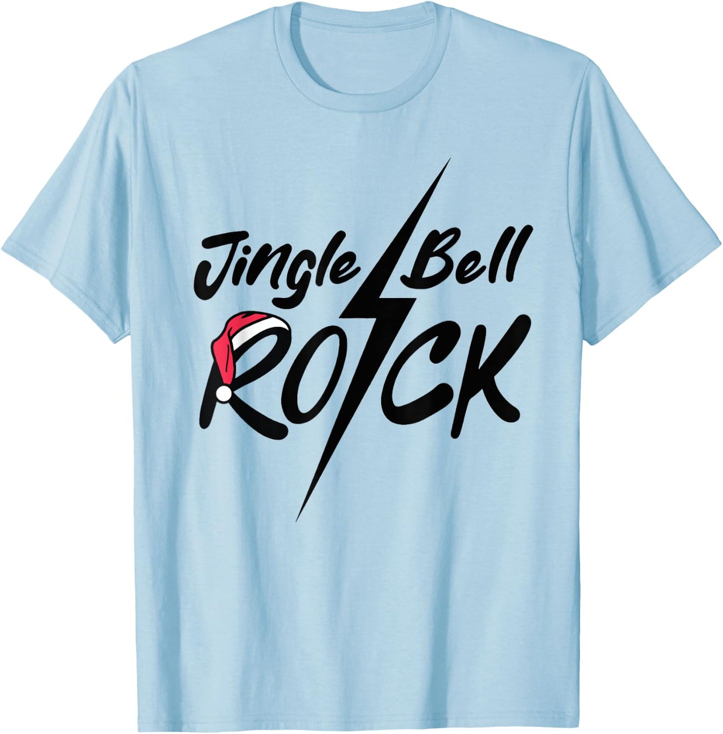 Jingle Bell Rock Rockin' Christmas Tree Retro Music T-Shirt - T-Shirt | Light Blue