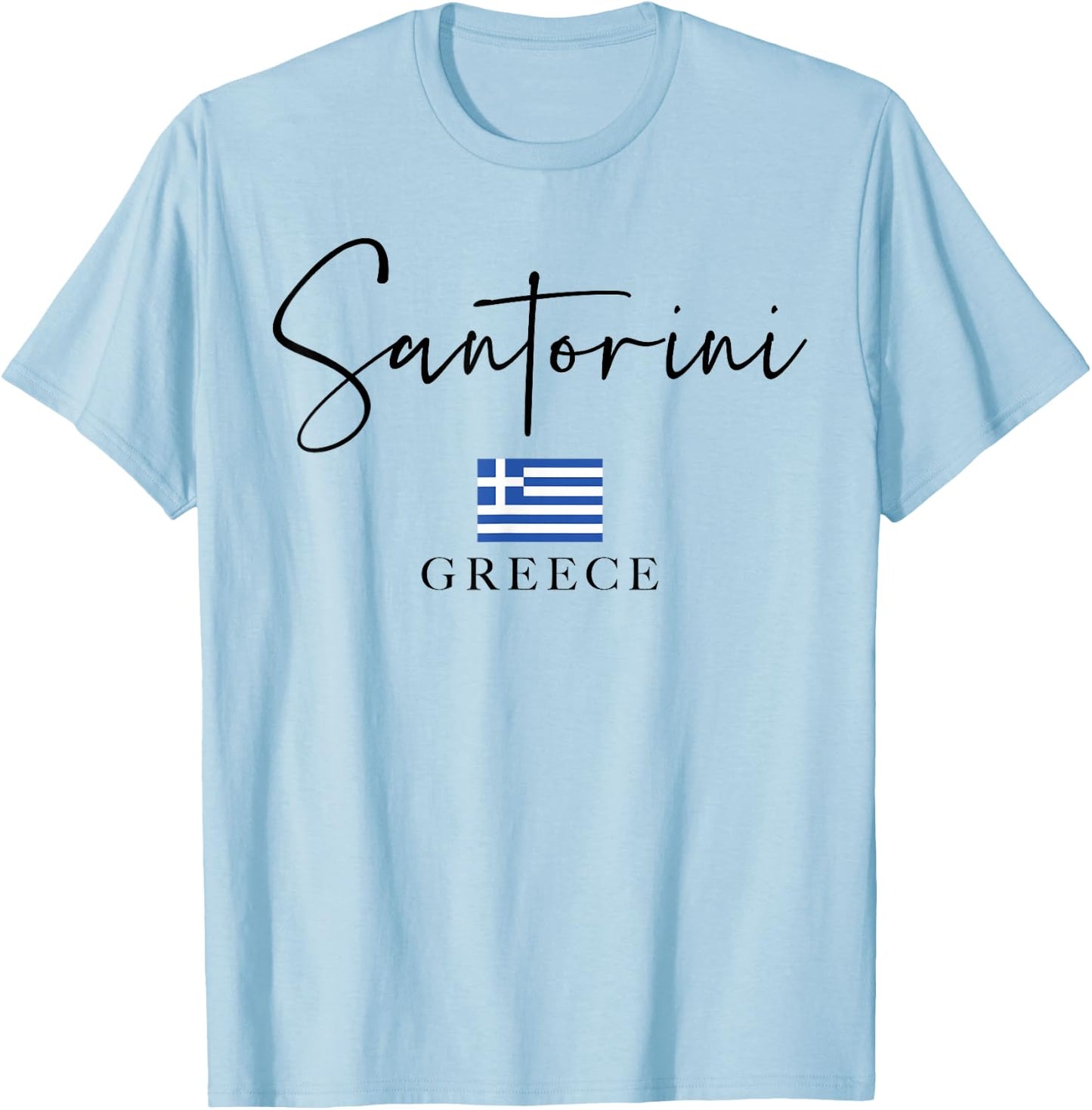Greece Flag Vacation - Island Santorini T-Shirt - T-Shirt | Light Blue