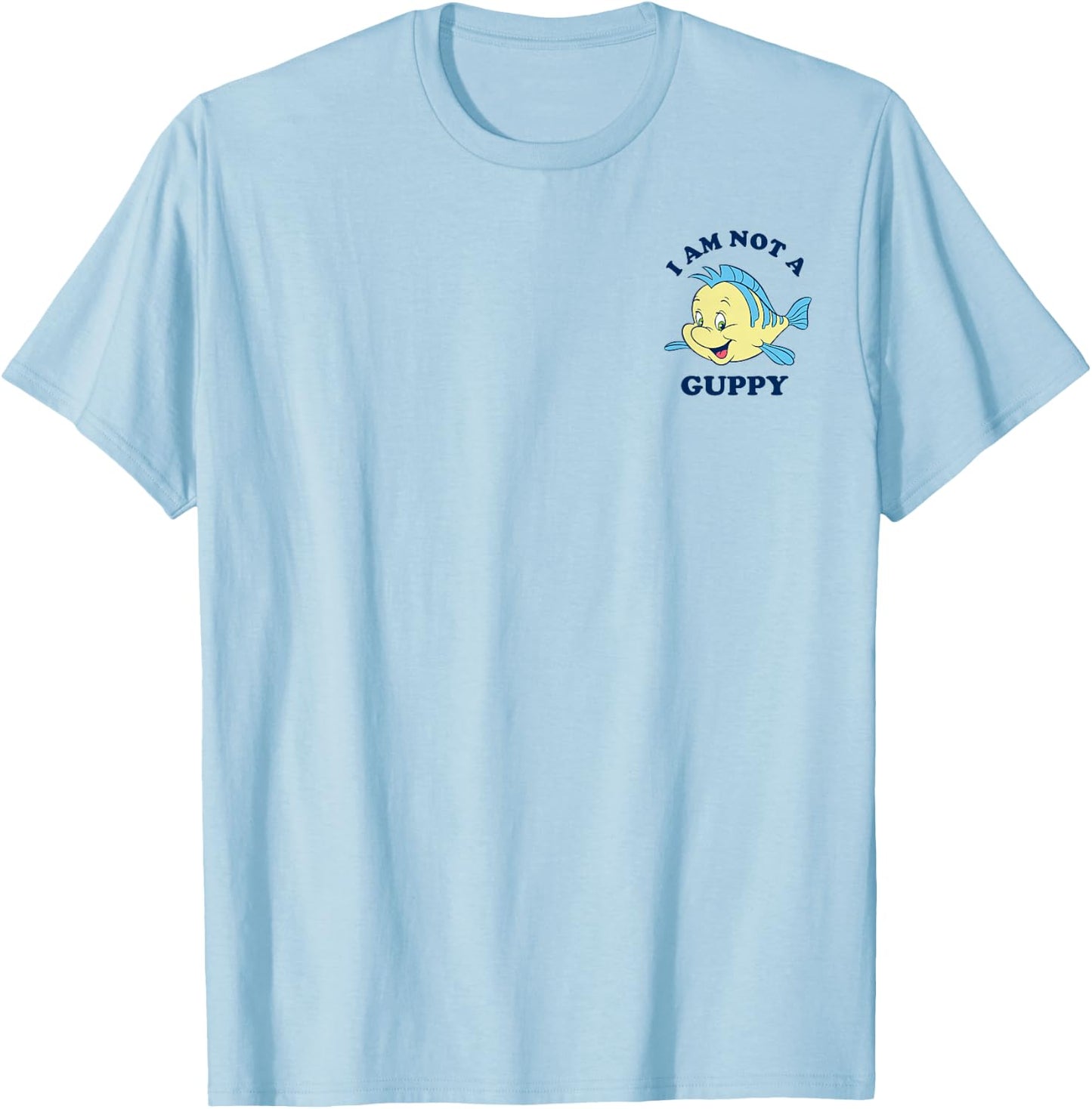 Disney The Little Mermaid Flounder I Am Not A Guppy Pocket T-Shirt - T-Shirt | Light Blue