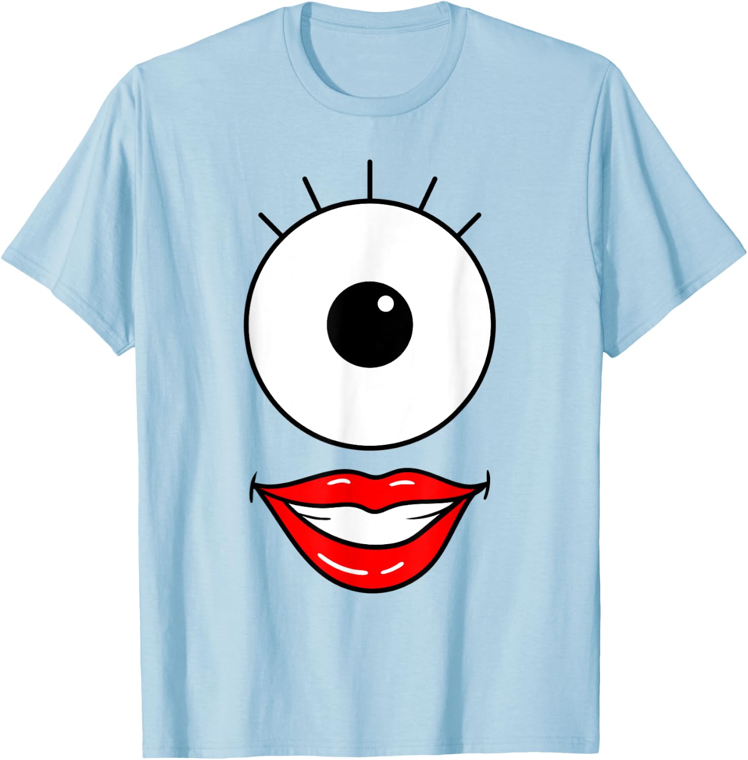 Funny Cute Monster Face One Eyeball Easy Halloween Costume T-Shirt - T-Shirt | Light Blue