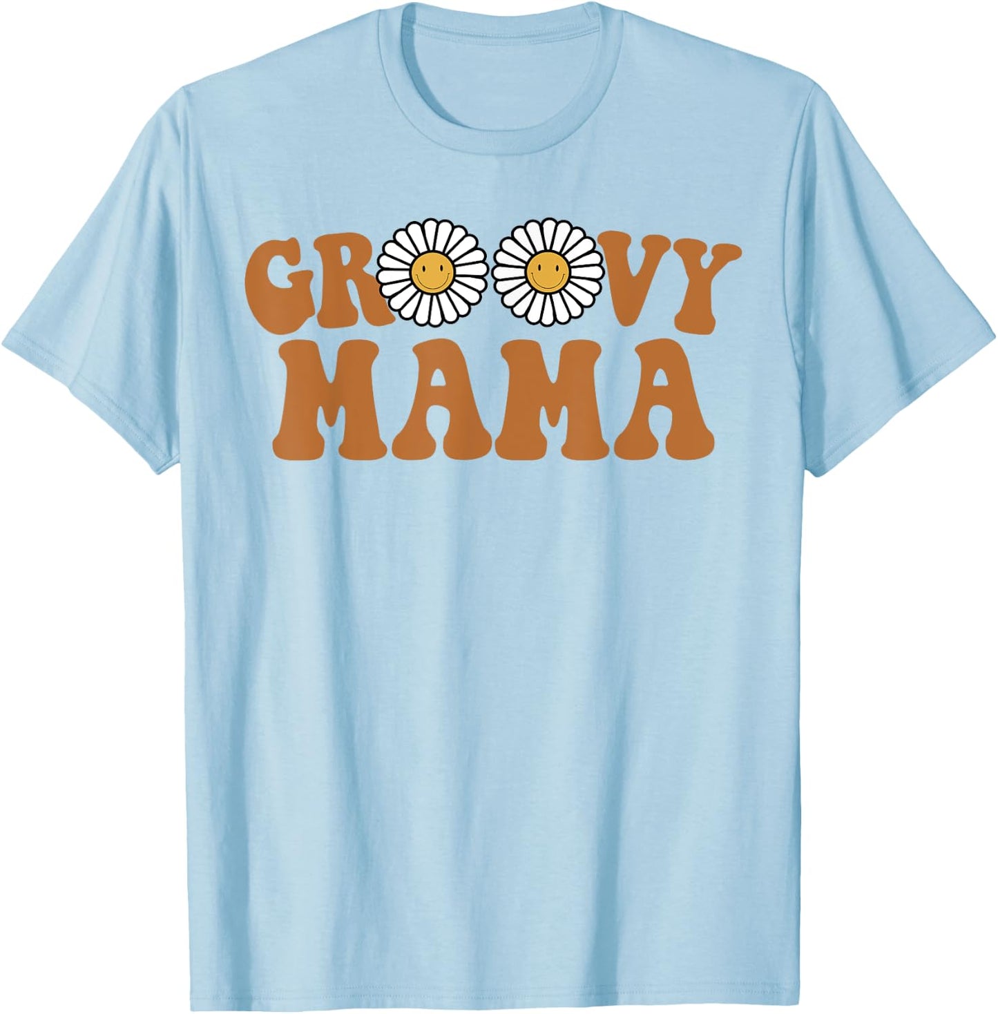 Retro Groovy Mama Matching Family 1st Birthday Party T-Shirt - T-Shirt | Light Blue