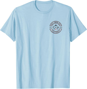 Half Moon Bay Beach California CA Retro Surfer Front & Back T-Shirt - T-Shirt | Light Blue